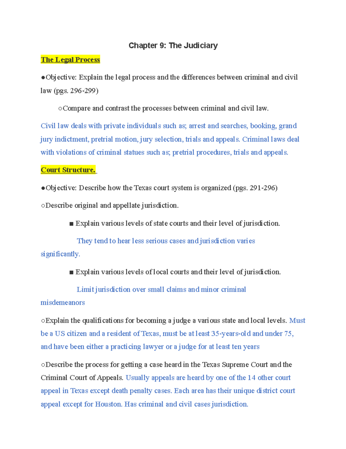 Texas Government Chapter 9 - Chapter 9: The Judiciary The Legal Process ...