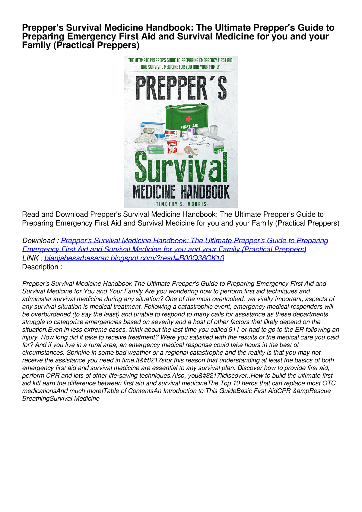 PDF Prepper's Survival Medicine Handbook: The Ultimate Prepper's Guide ...