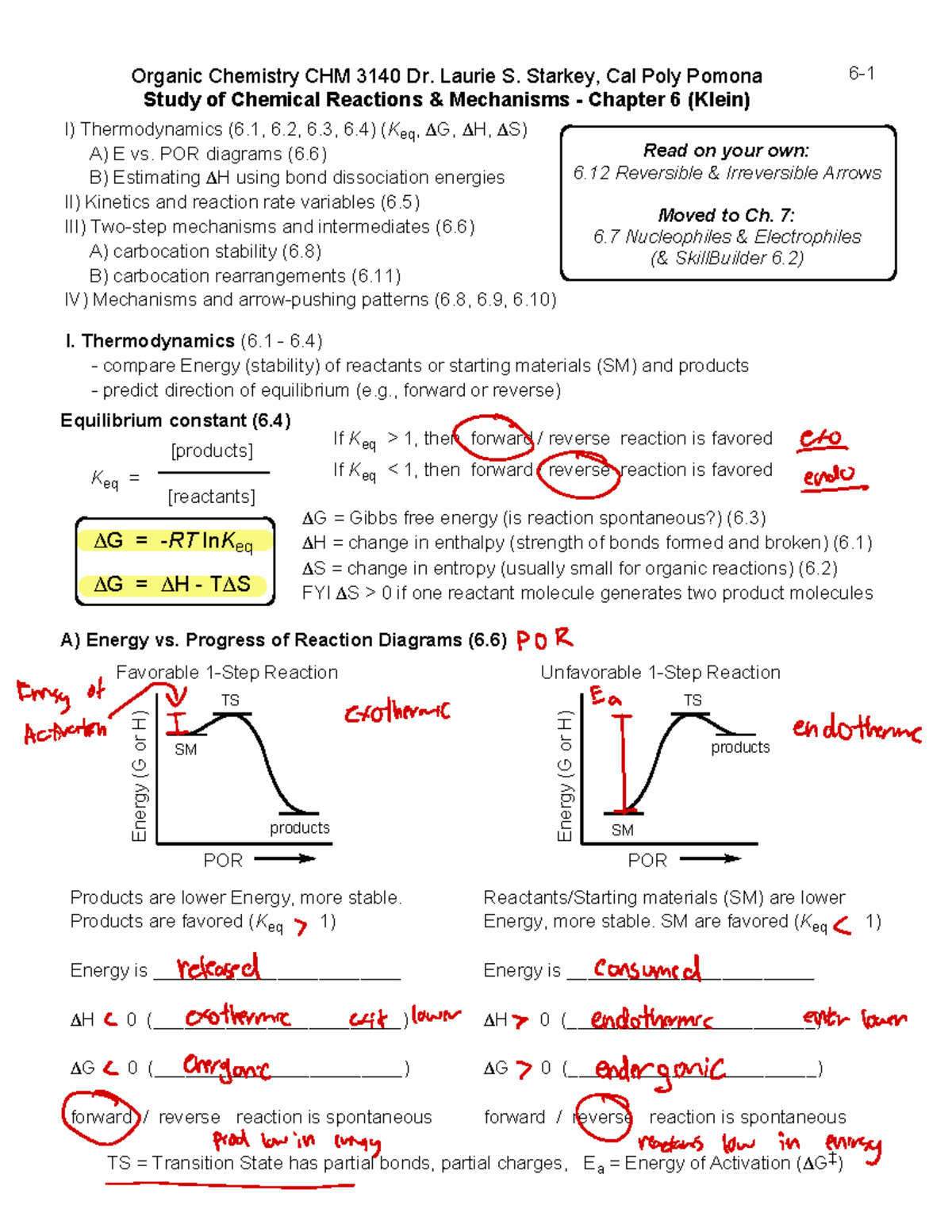 3140Ch6handout - Chapter 6 lecture notes - ricossa - Organic Chemistry ...