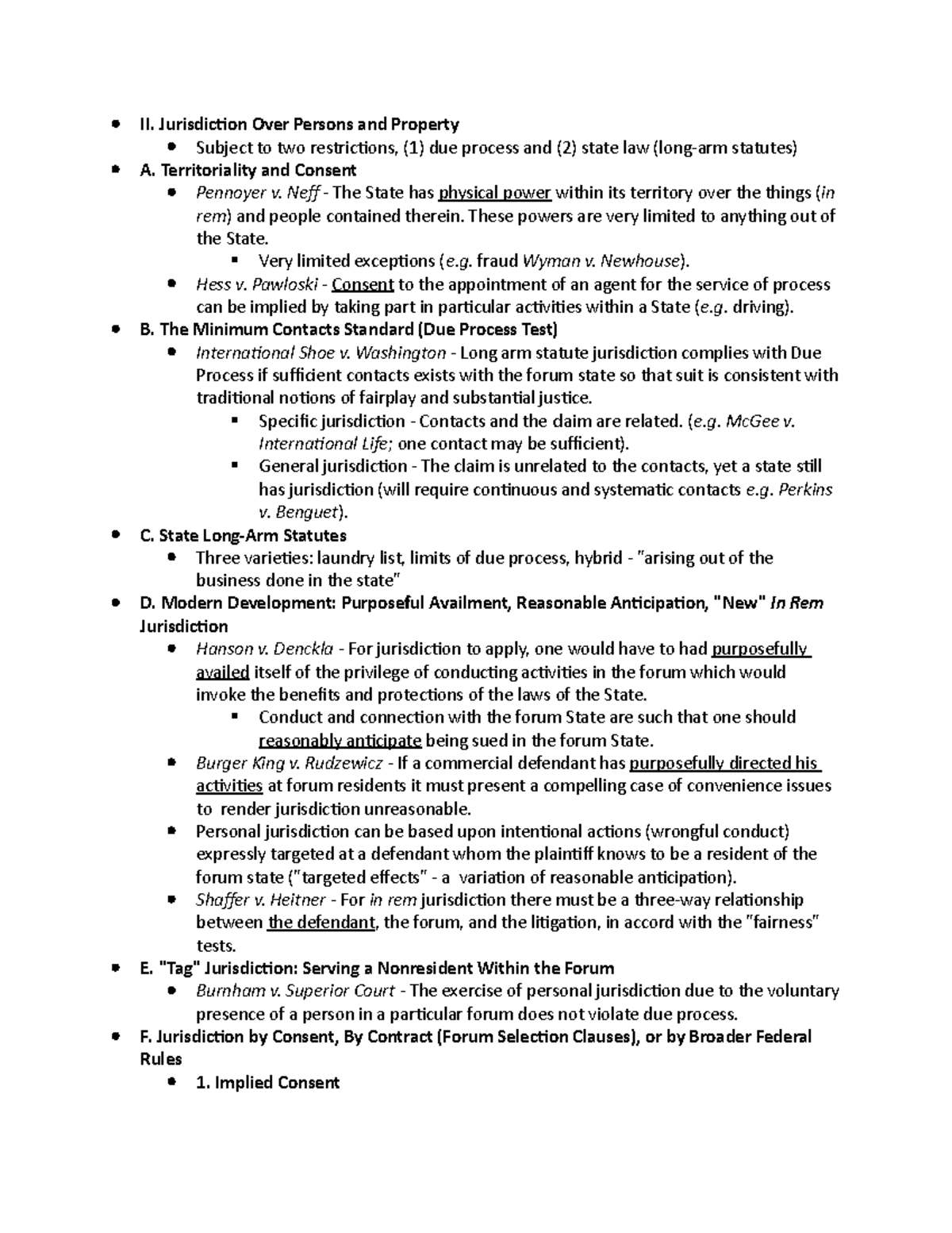 Crumpcivpro 2011 - Civil pro - II. Jurisdiction Over Persons and ...