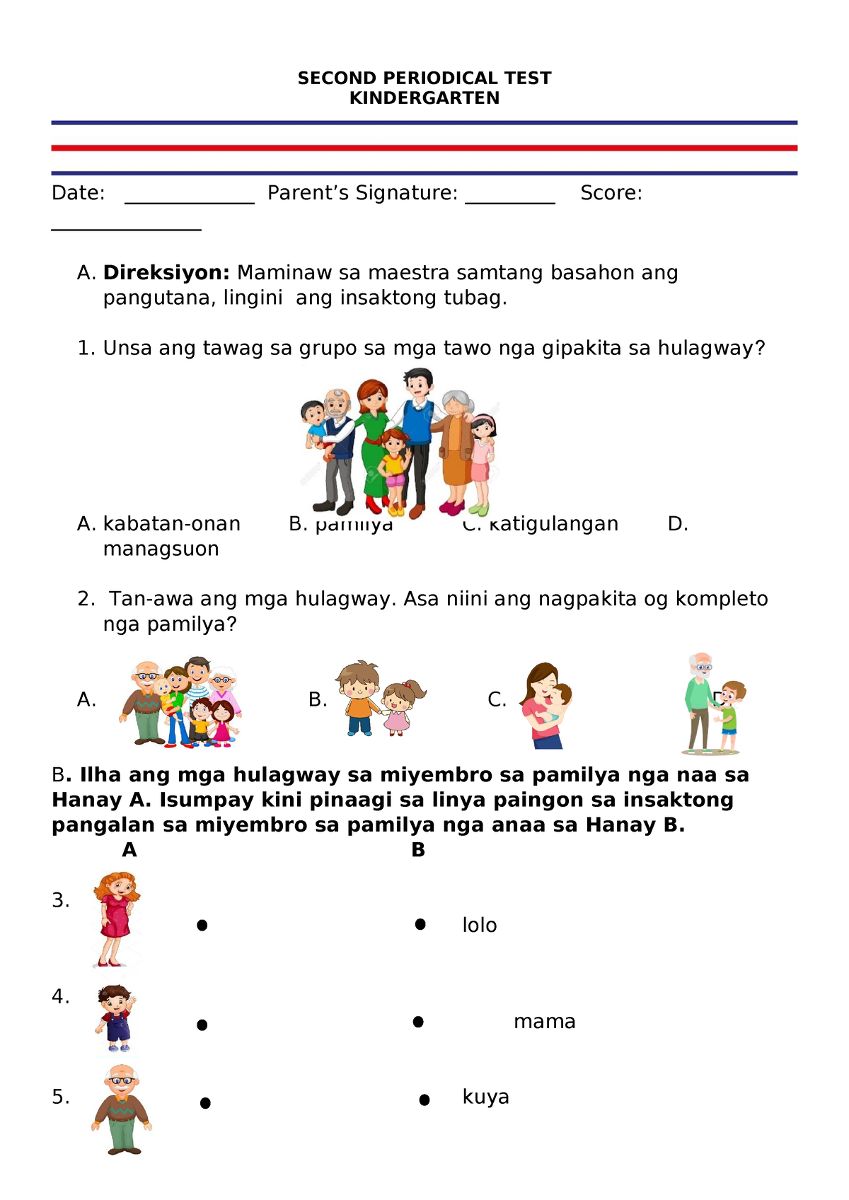 Second Periodical TEST With Tos Kinder - SECOND PERIODICAL TEST ...