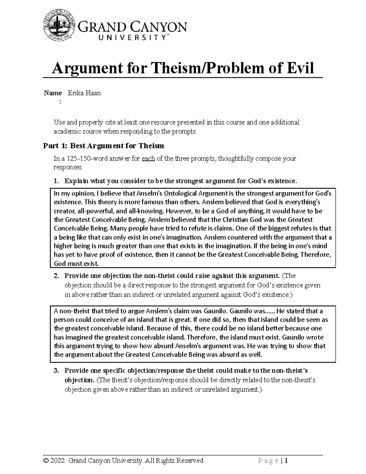 thesis statement on the problem of evil