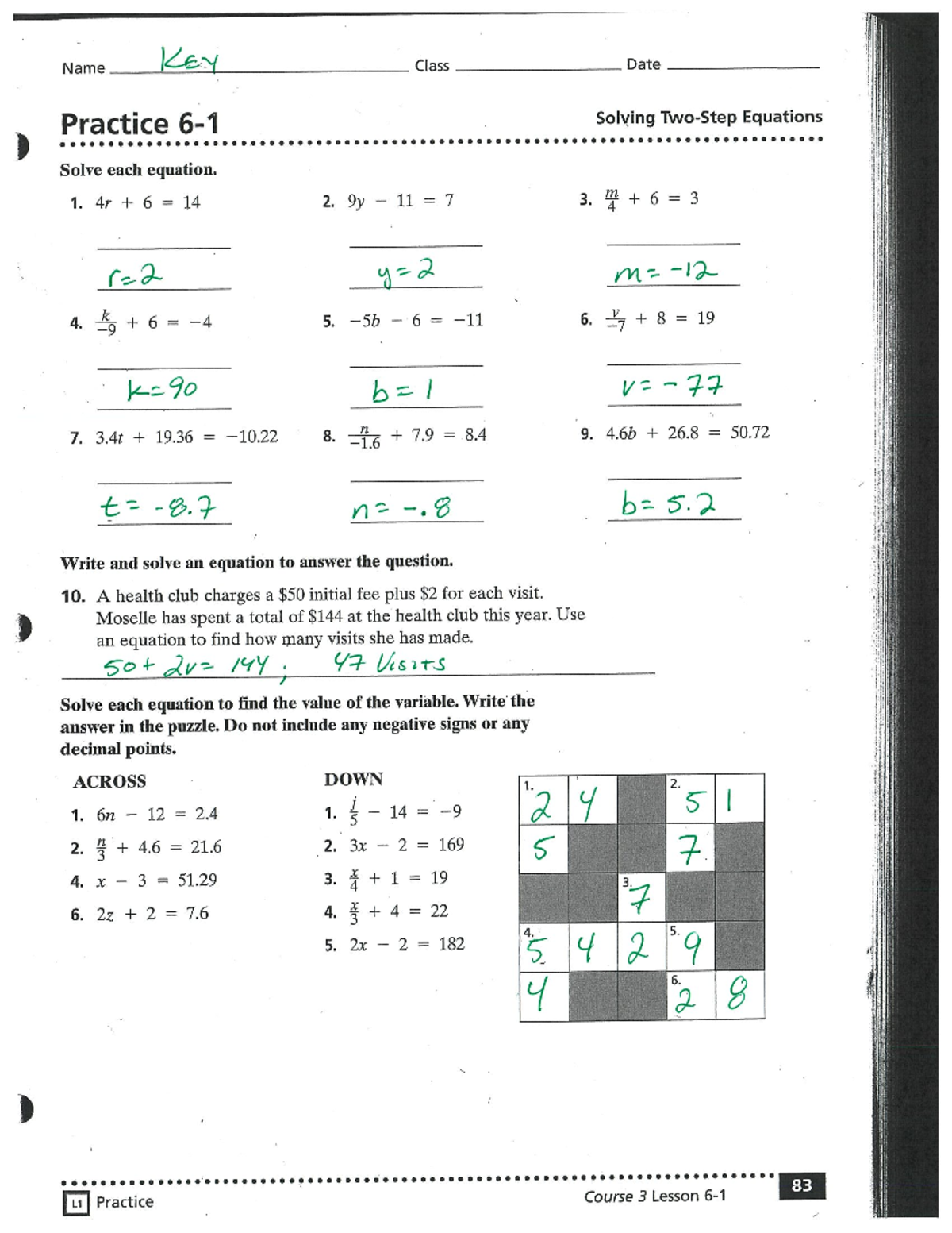 6.1 solving rational equations corrective assignment