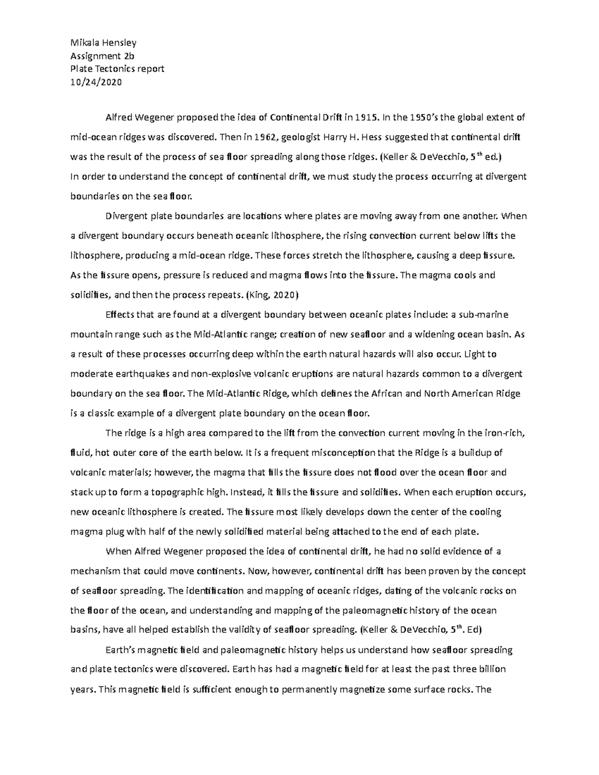 Assignment 2bPlate tectonics report Mikala Hensley Assignment 2b