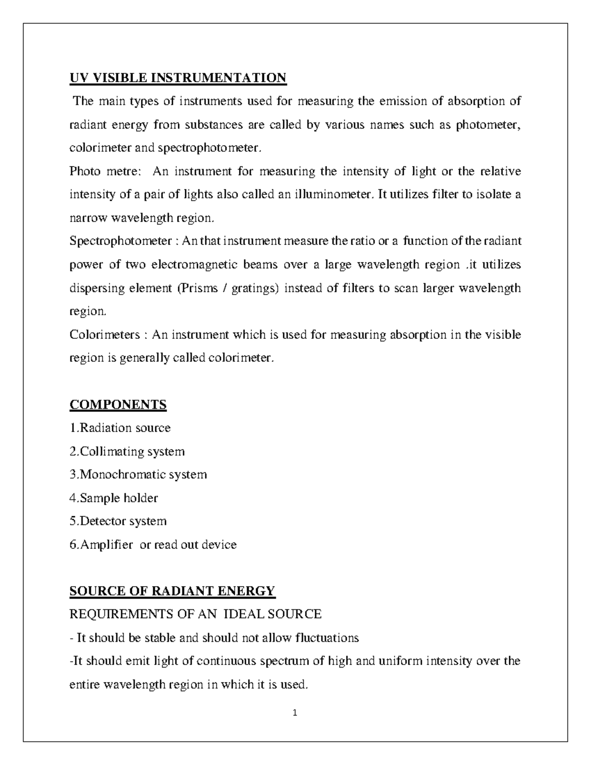 Uv visible instrumentation and solvent effects 1 - UV VISIBLE ...
