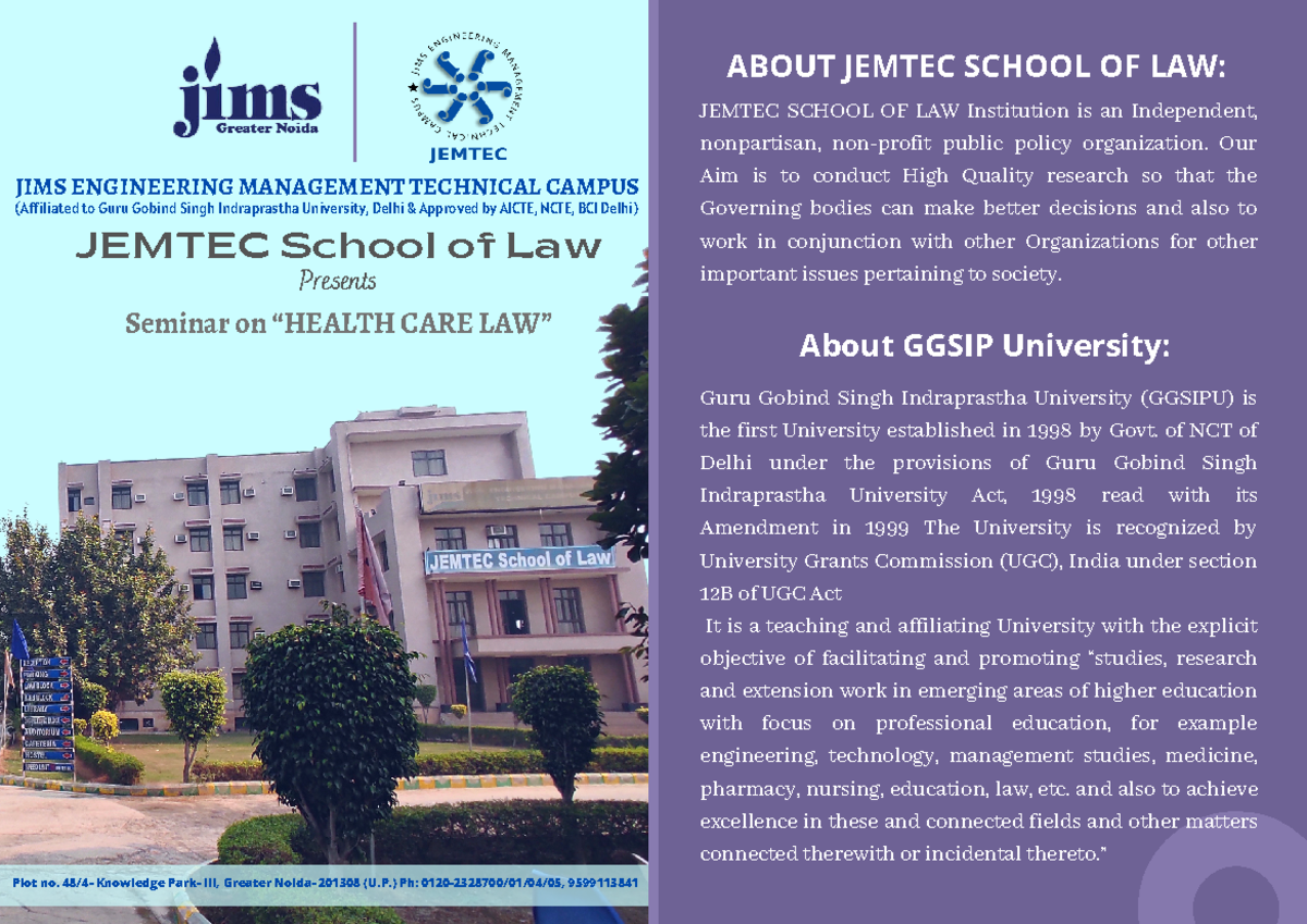 Health Care Law - ABOUT JEMTEC SCHOOL OF LAW: JEMTEC SCHOOL OF LAW ...