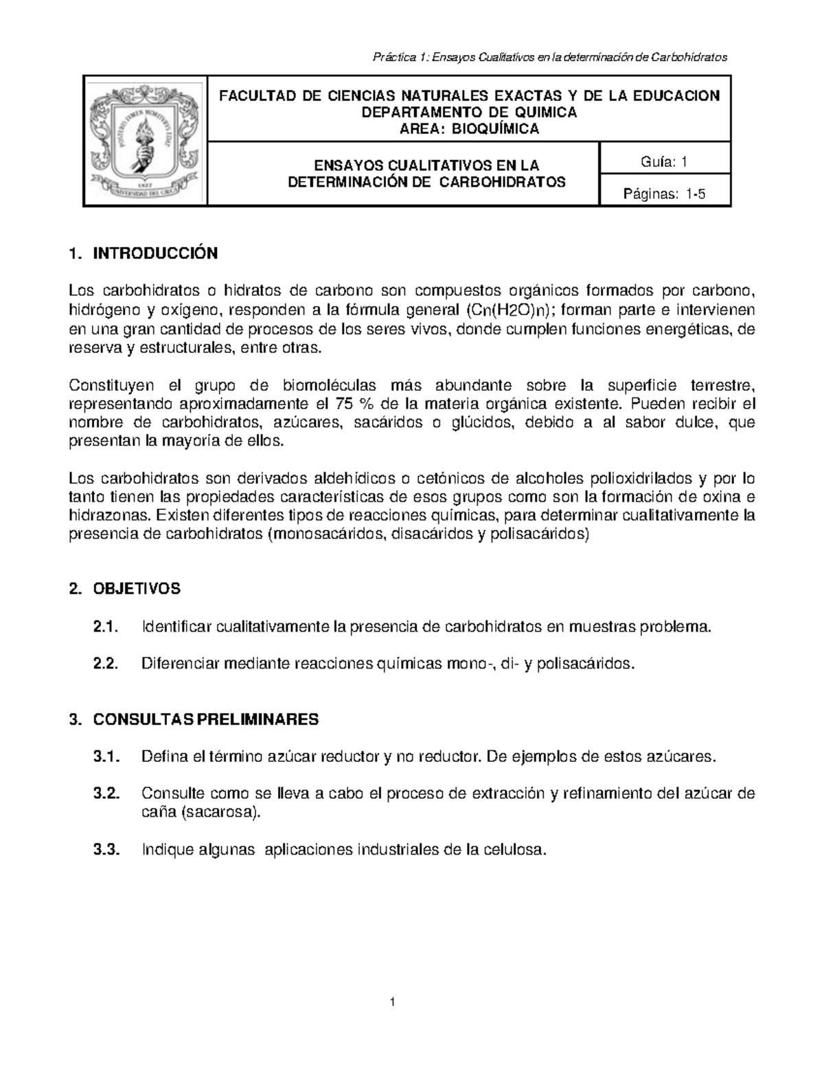 Gu-a 1 - Ensayos Cualitativos En La Determinaci-n De Carbohidratos ...