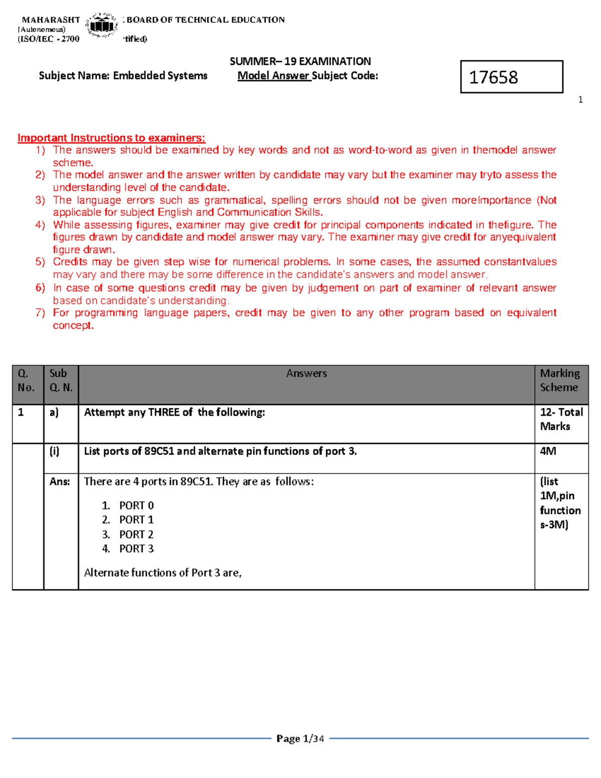 17658 2019 Summer model answer paper[Msbte study resources ...