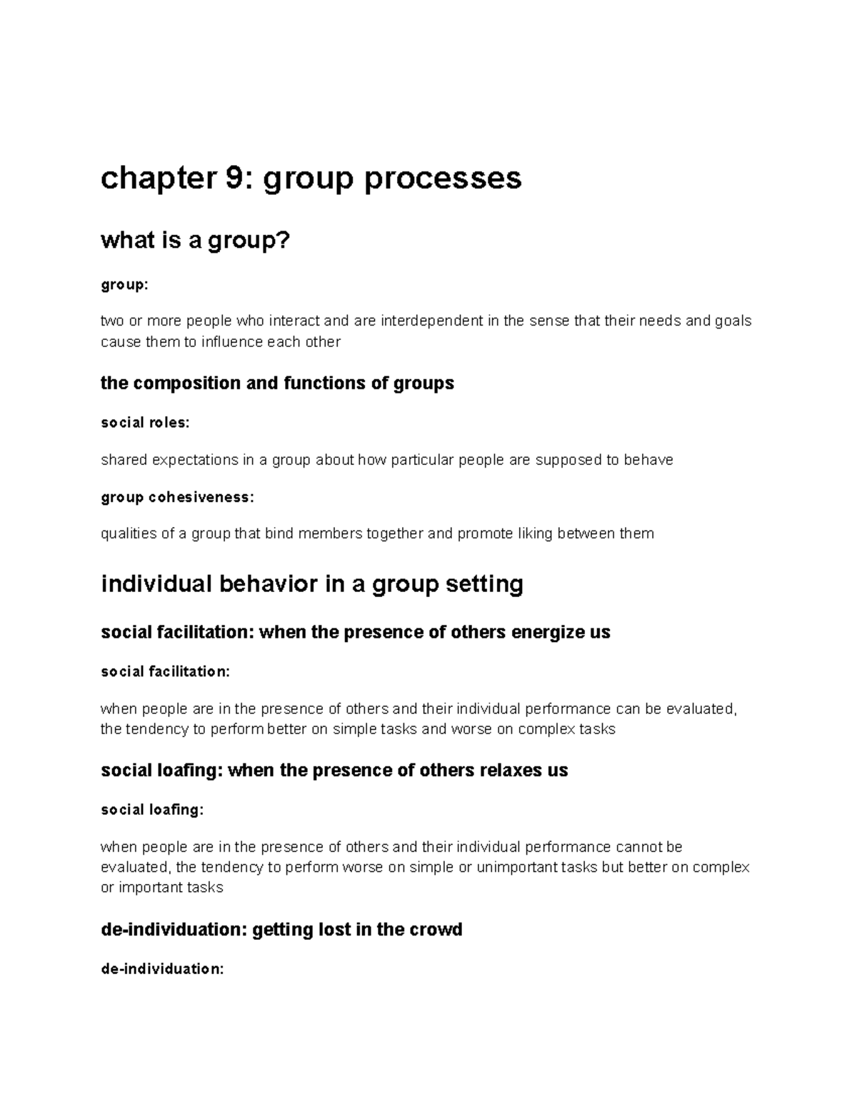 Chapter 9 Group Processes Copy - PSYCH360 - UMass Amherst - Studocu