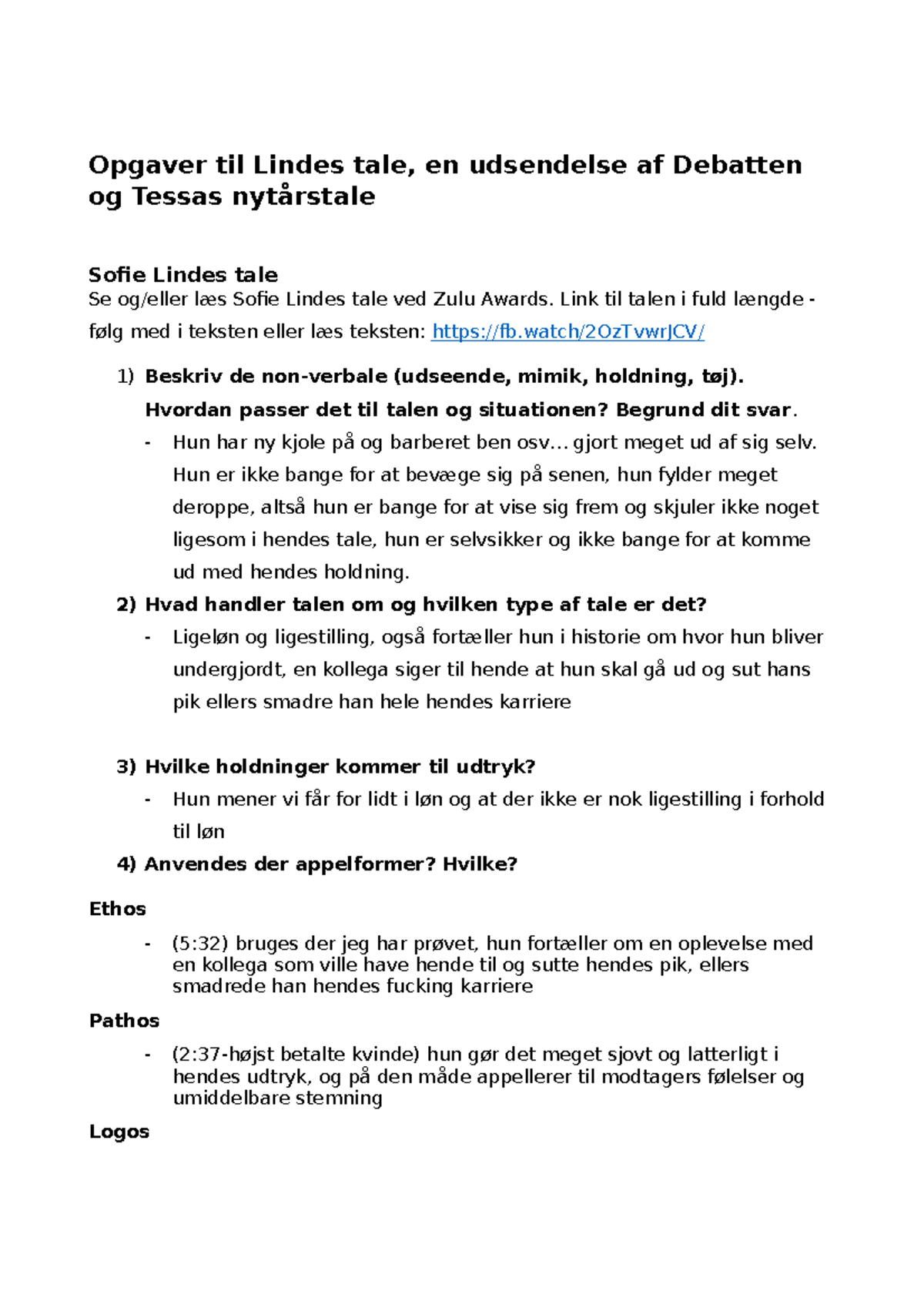 Opgaver til Linde og Kjærsgaard (tale og debat) - Opgaver til Lindes ...