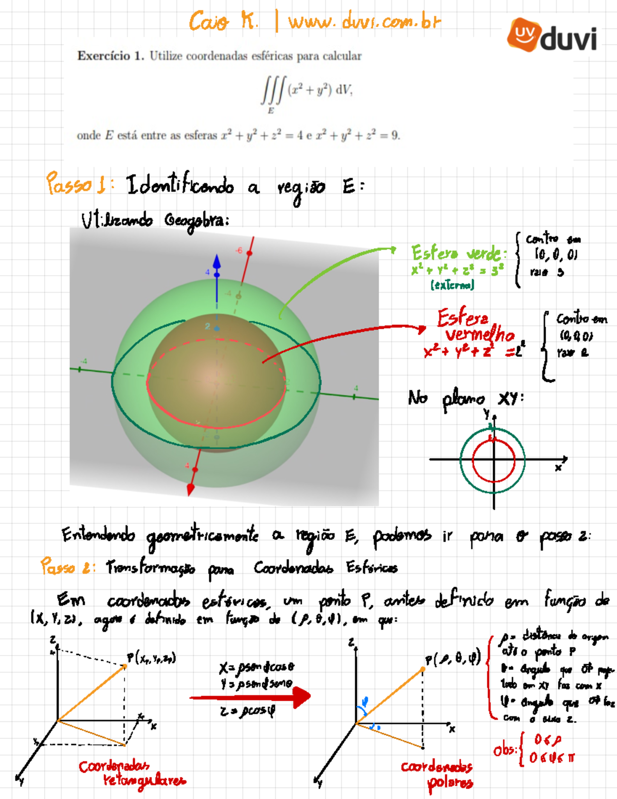 DUVI - Integral Tripla, Coordenadas Esféricas, Polares, Interseção de ...