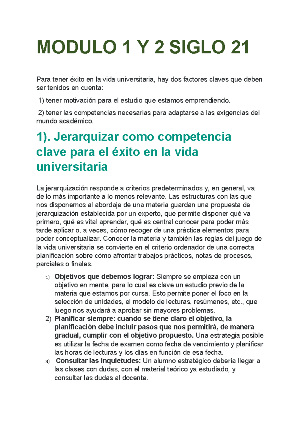 Modulo 1 Y 2 Siglo 21 Modulo 1 Y 2 Siglo 21 Para Tener éxito En La
