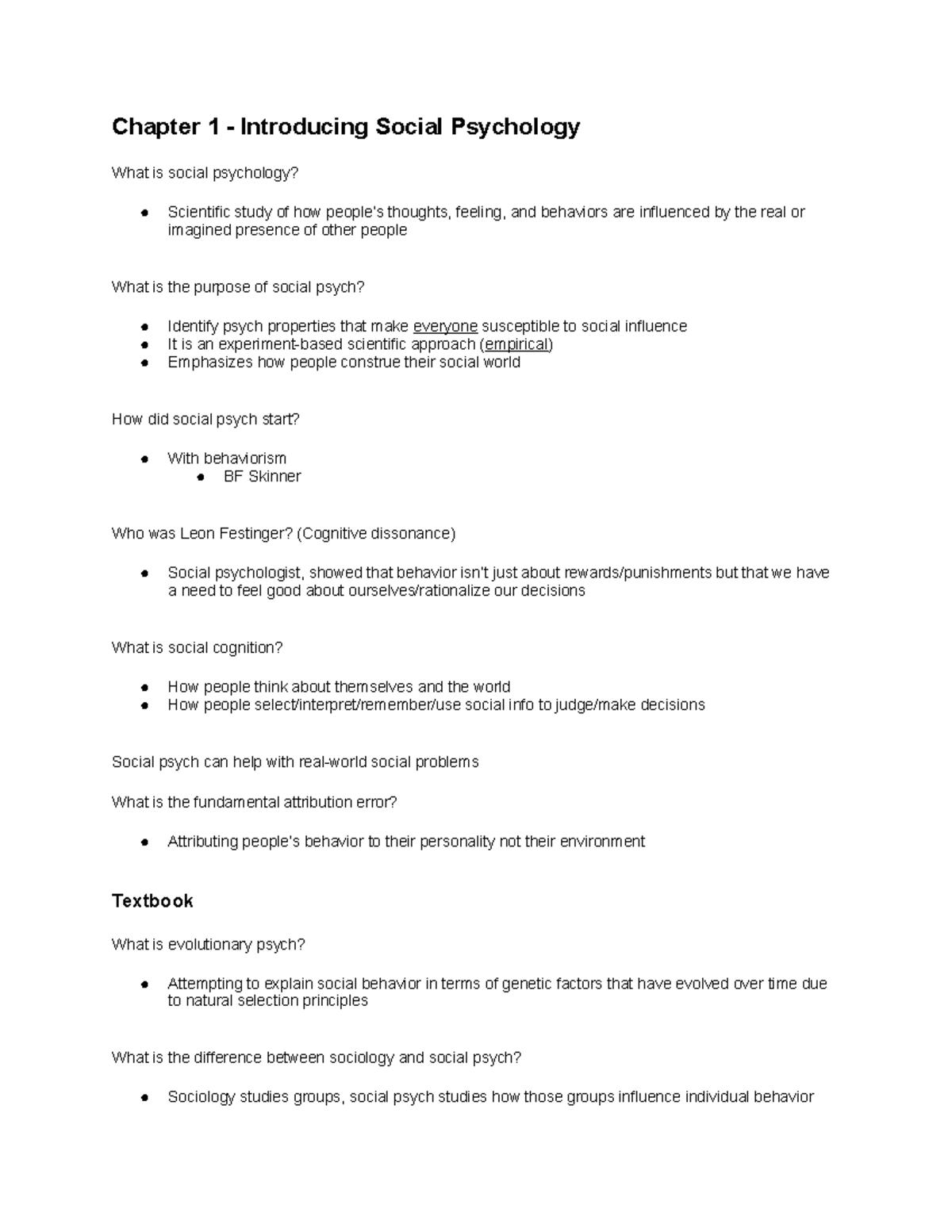 PSYC 2160 Chaps 1-4 Study Guide - Chapter 1 - Introducing Social ...