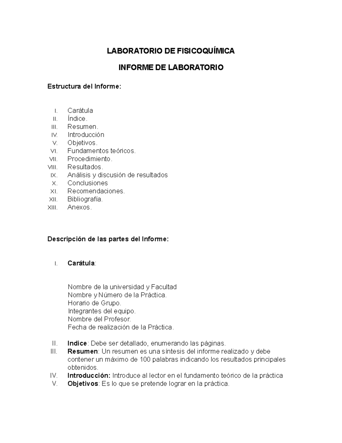 Modelo De Informe Lab De Fisicoquímica Laboratorio De FisicoquÍmica