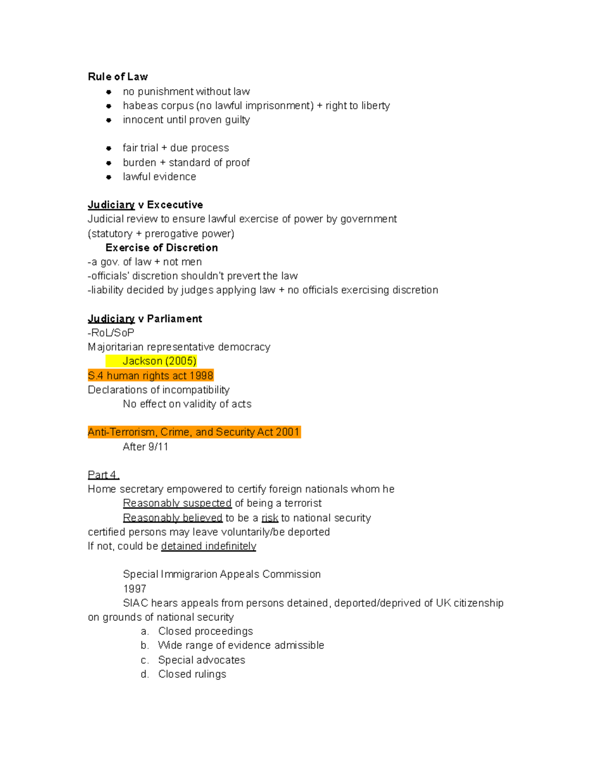 Public Law, Rule of Law 2 Rule of Law no punishment without law