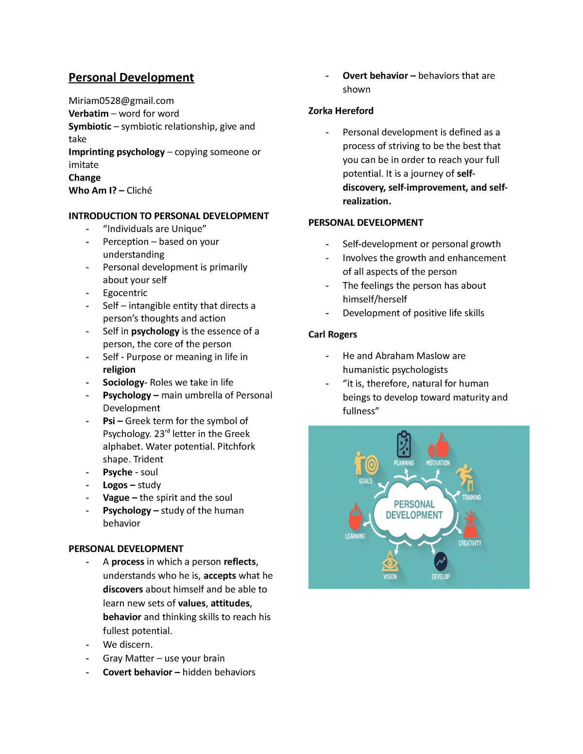 Personal Development - PERDEV NOTES FIRST QUARTER GRADE 12 - Personal ...