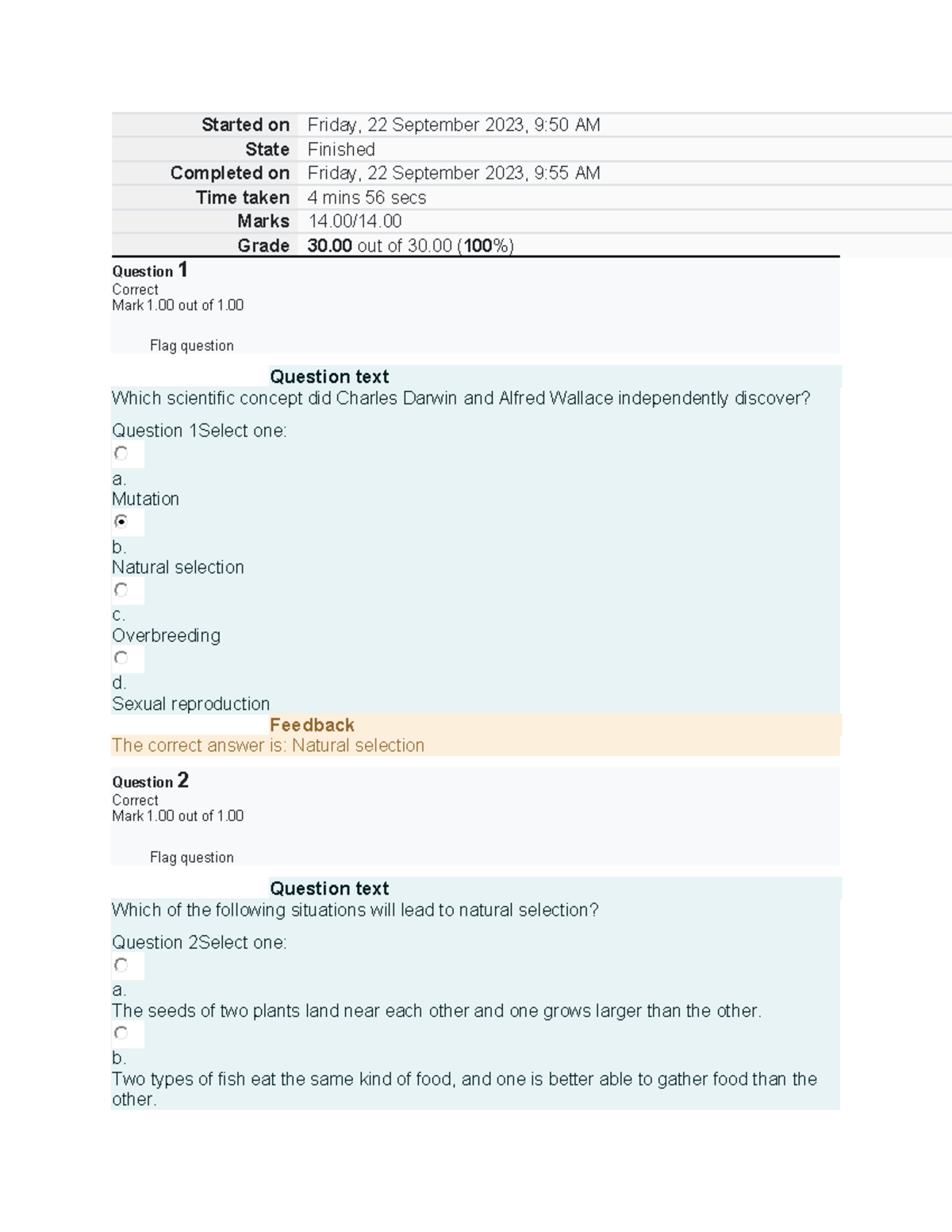 SELF QUIZ UNIT 3 - Practice - Started on Friday, 22 September 2023, 9: ...