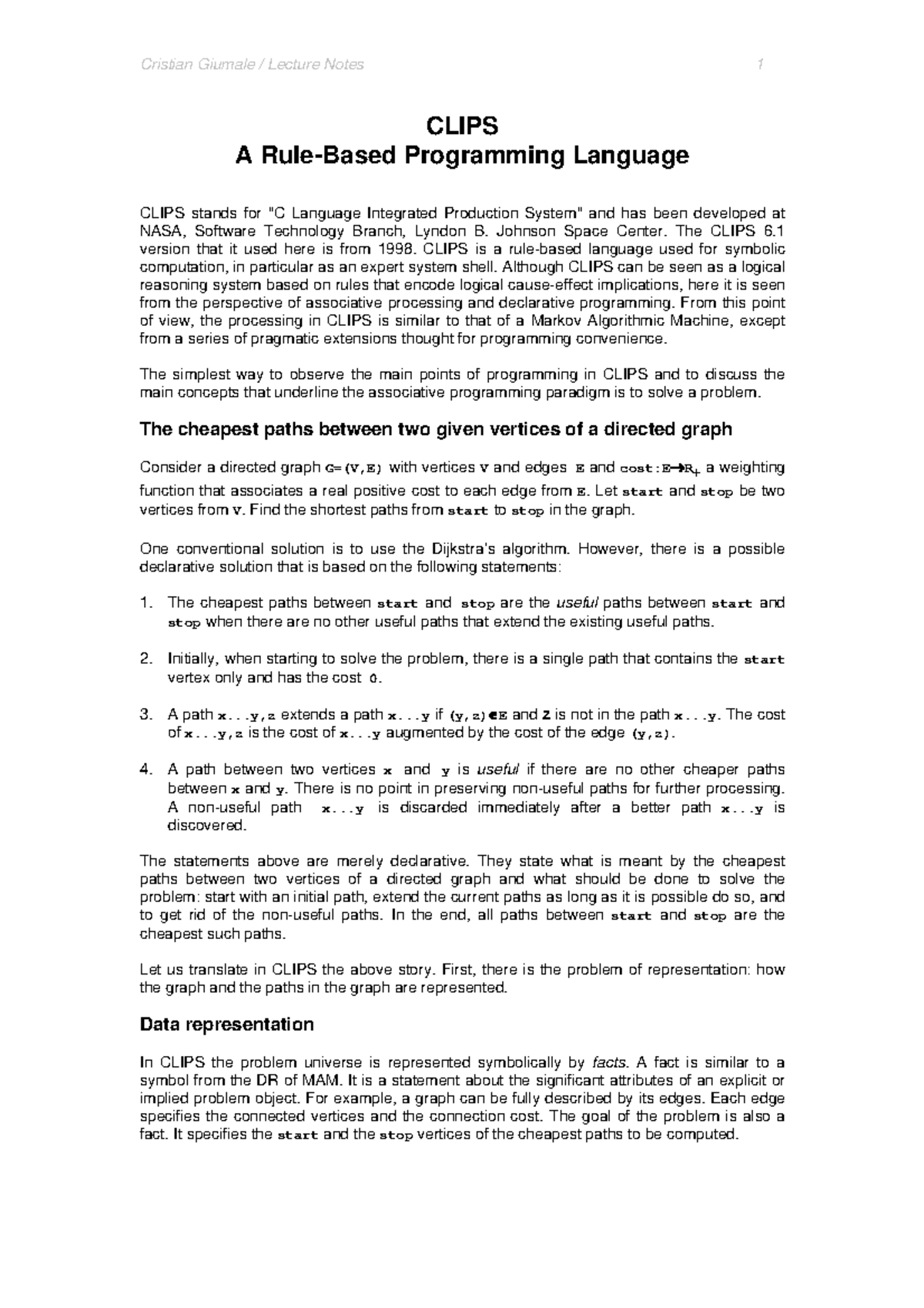 11 - Clips_basics - CLIPS A Rule-Based Programming Language CLIPS ...