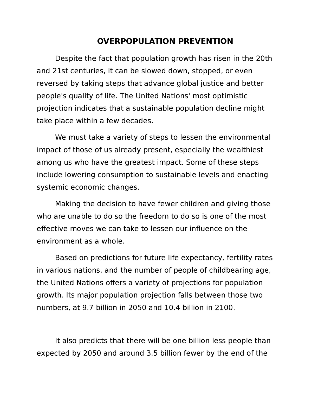 example of persuasive essay about overpopulation