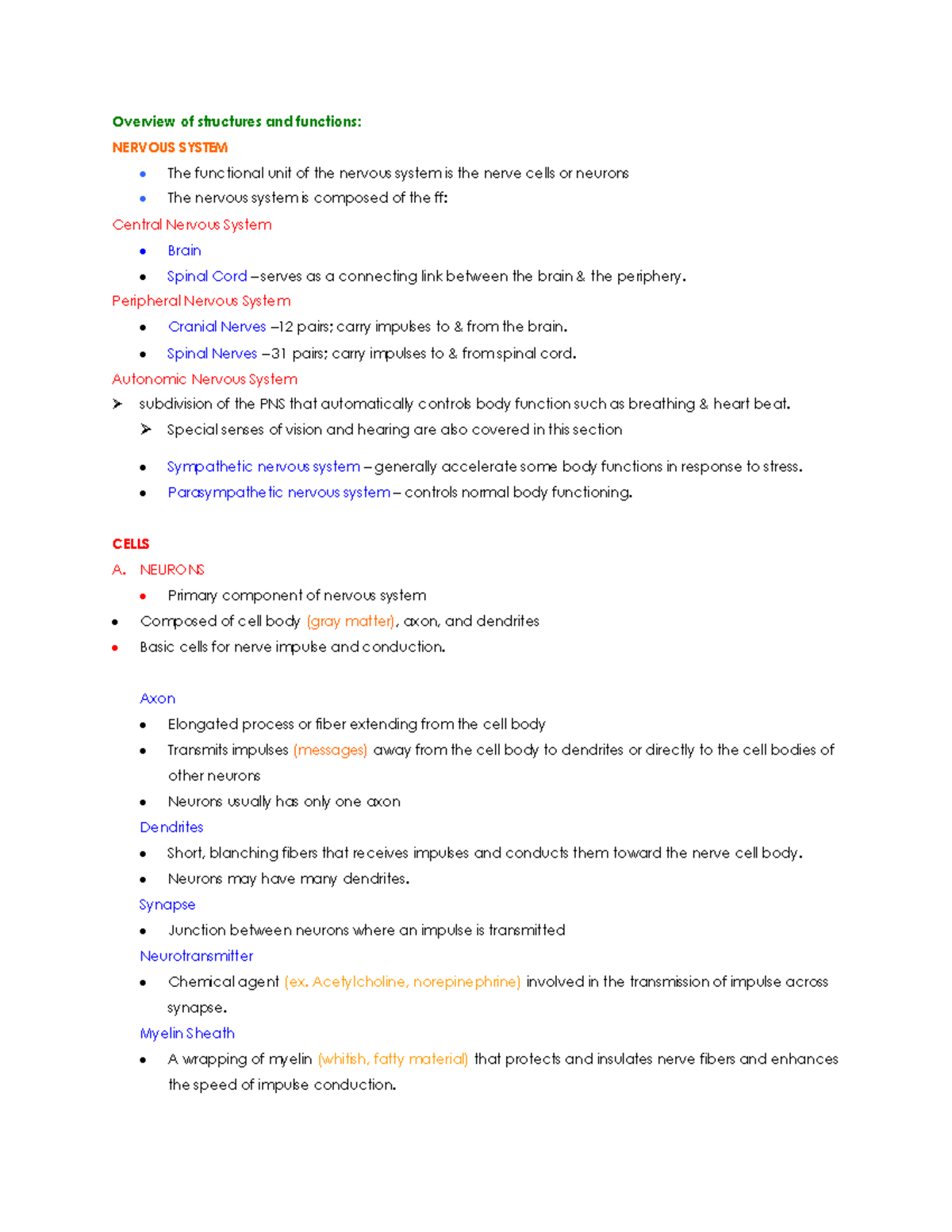 Nervous System - Peripheral Nervous System - Cranial Nerves – 12 pairs ...