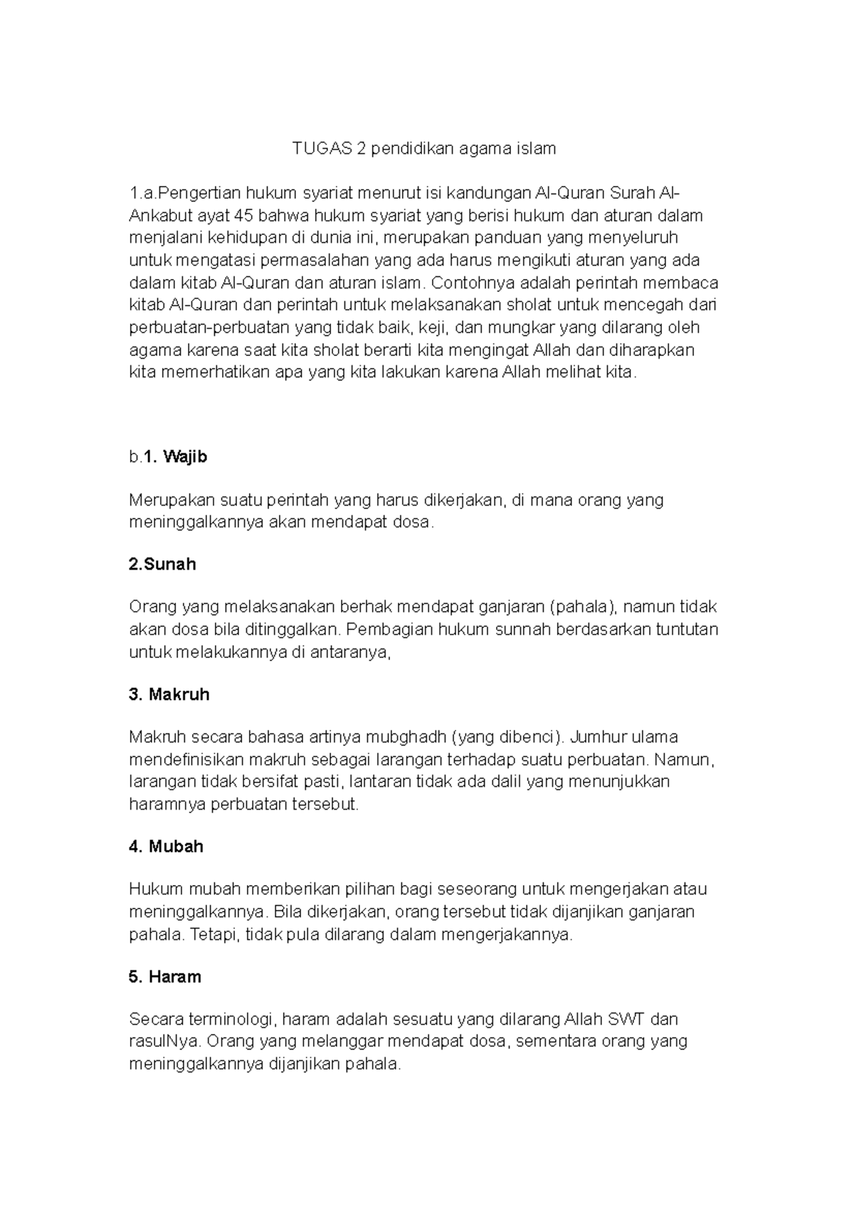 Tugas 2 Pendidikan Agama Islam - TUGAS 2 Pendidikan Agama Islam 1.a ...