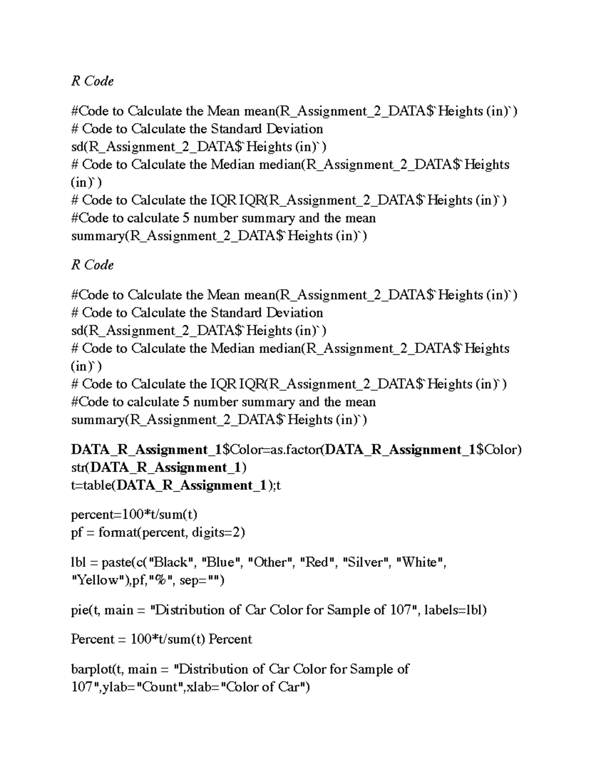 r assignment code