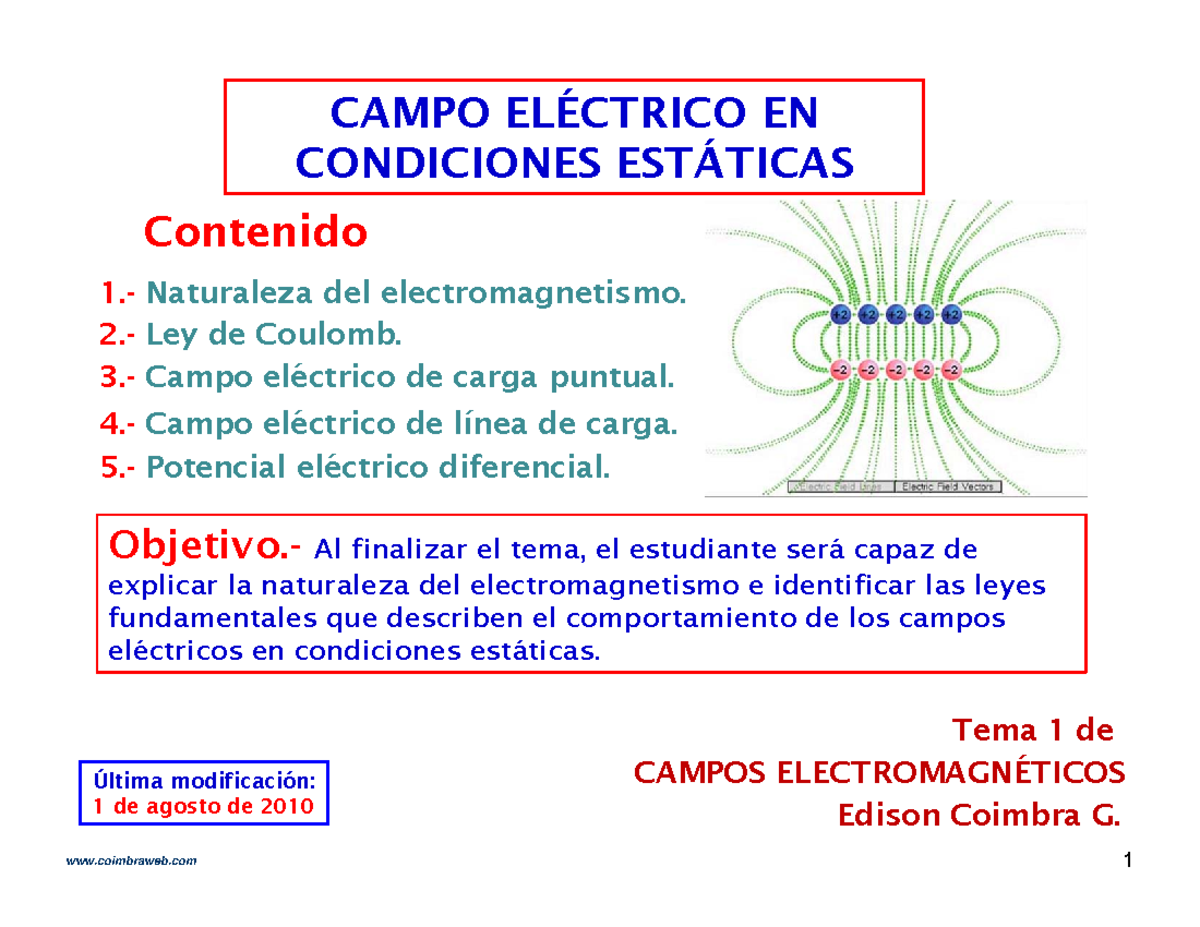1 - ttt - CAMPO ELÉCTRICO ENCAMPO ELÉCTRICO EN CONDICIONES ...