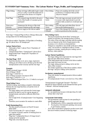 ECON1020 Notes - ECON1020 Notes Unit 1: The Capitalist Revolution ...