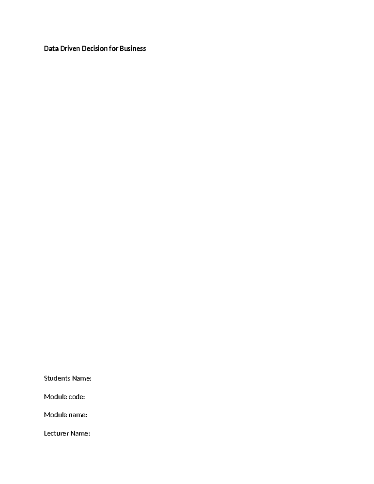 Data Driven Decision for Business 2023 - Data Driven Decision for ...