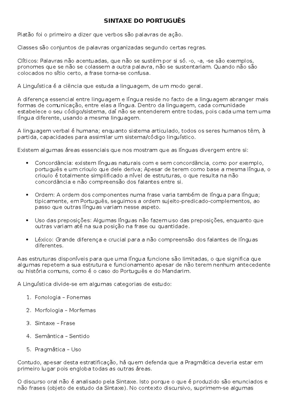 Sintaxe apontamentos sintaxe do portugu s plat o foi o primeiro a