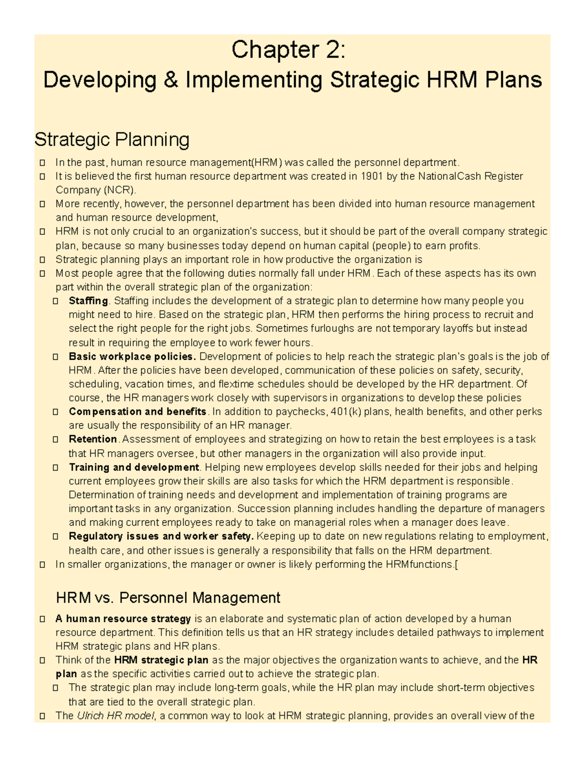 Ch 2 Developing And Implementing Strategic Hrm Plans Chapter 2