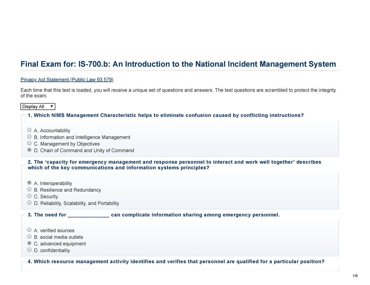 Final Exam For IS 700b - Final Exam For: IS-700: An Introduction To The ...