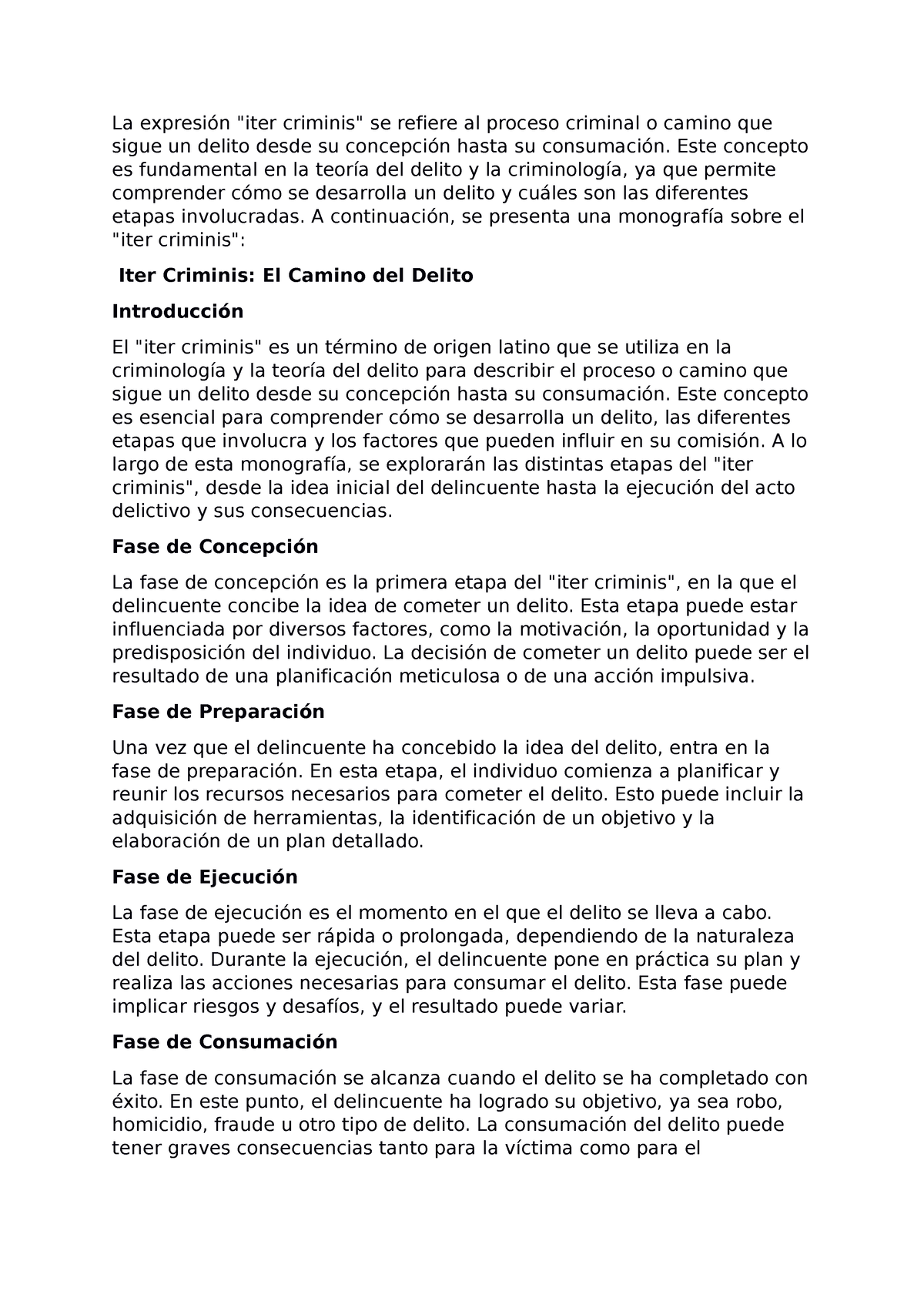 Documento 7 - Itercriminis - La Expresión "iter Criminis" Se Refiere Al ...