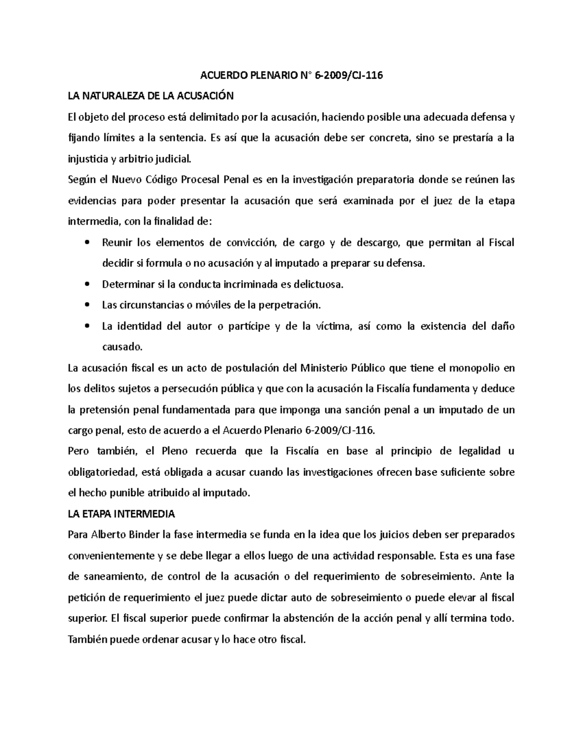 Analisis DEL Acuerdo Plenario Modificado - ACUERDO PLENARIO N° 6-2009 ...