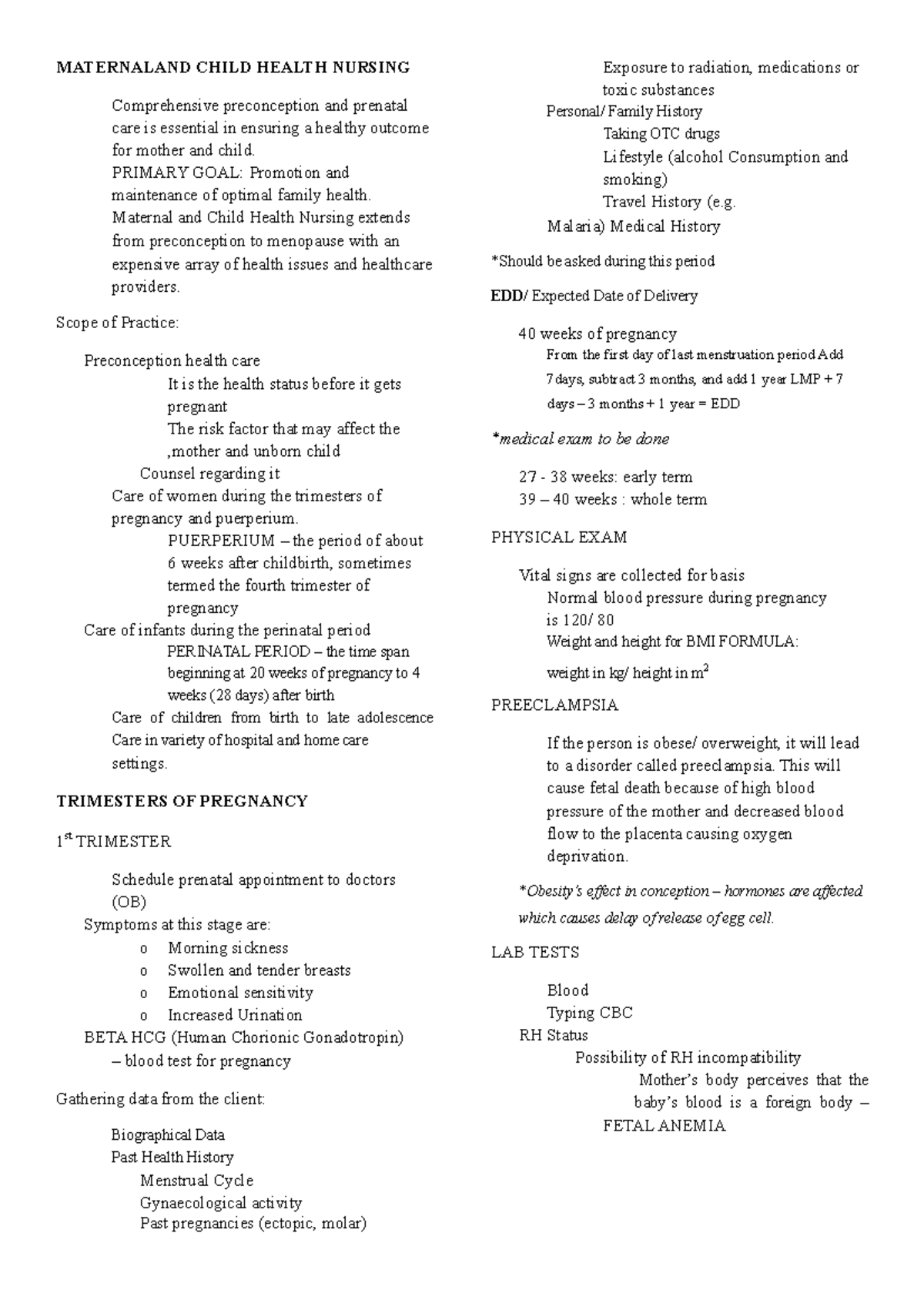 Maternal and Child Health Nursing - MATERNALAND CHILD HEALTH NURSING ...