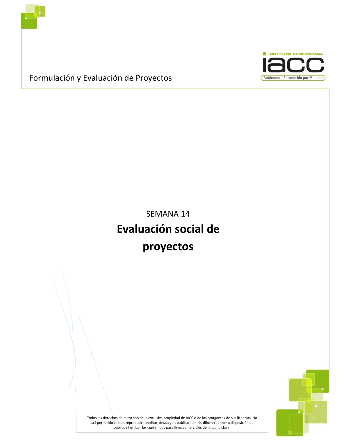 Evaluación De Proyectos Sociales - 1 ESTE DOCUMENTO CONTIENE LA UNIDAD ...