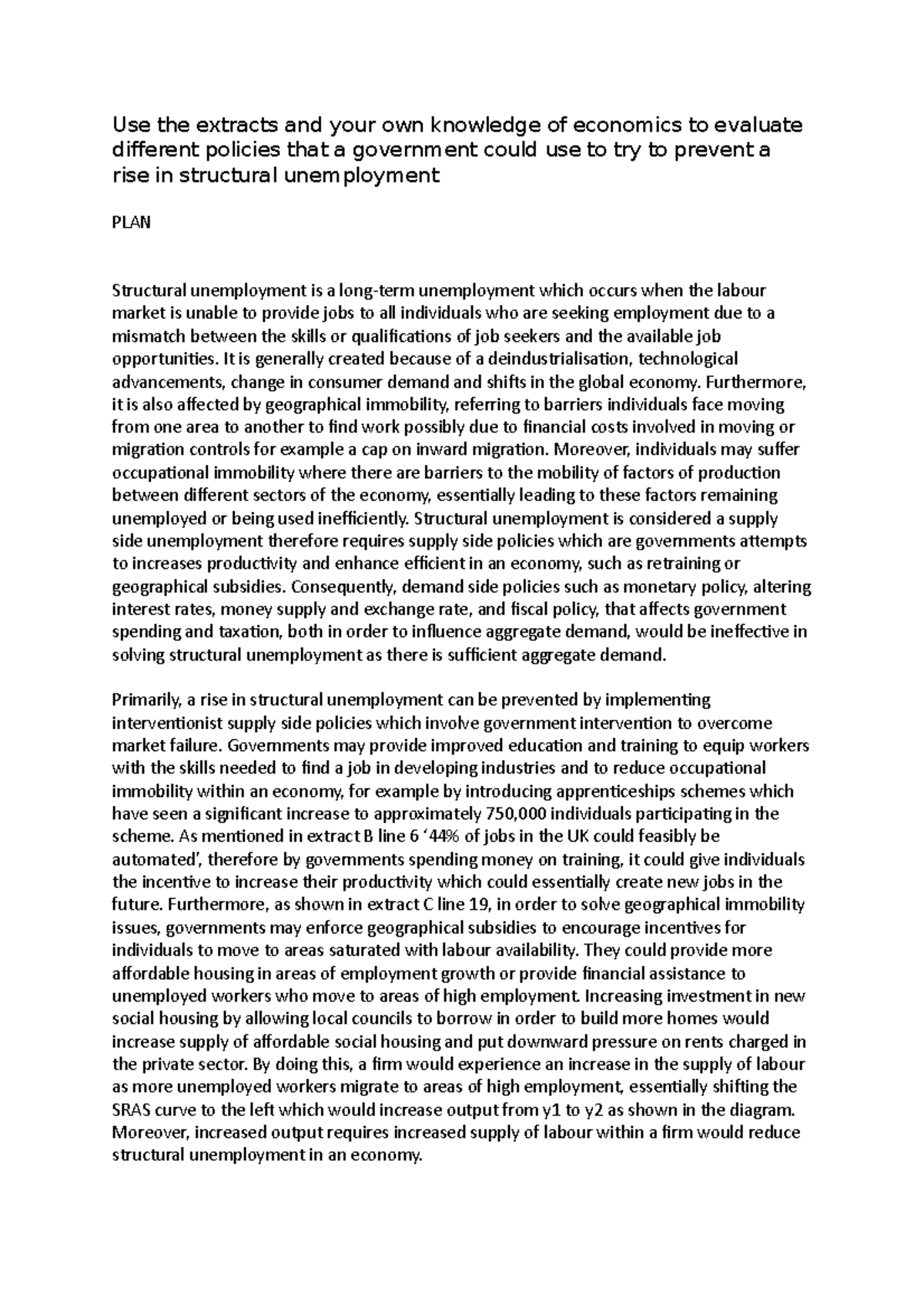 Policies that Governments use to prevent a Rise in Structural