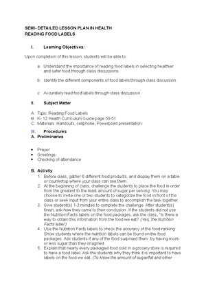 Semi detailed lesson plan in English - Objectives: At the end of this ...