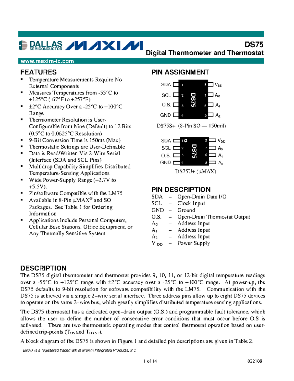 Datenblatt-DS75 - Info for Mikrocontroller Setup for better ...