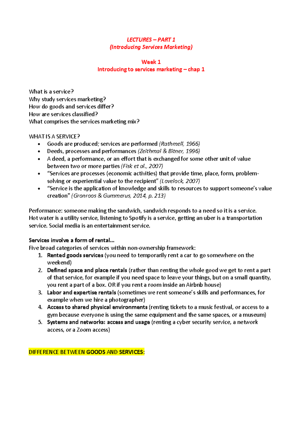 Week 1-2 - week1-2 notes - LECTURES 3 PART 1 (Introducing Services ...