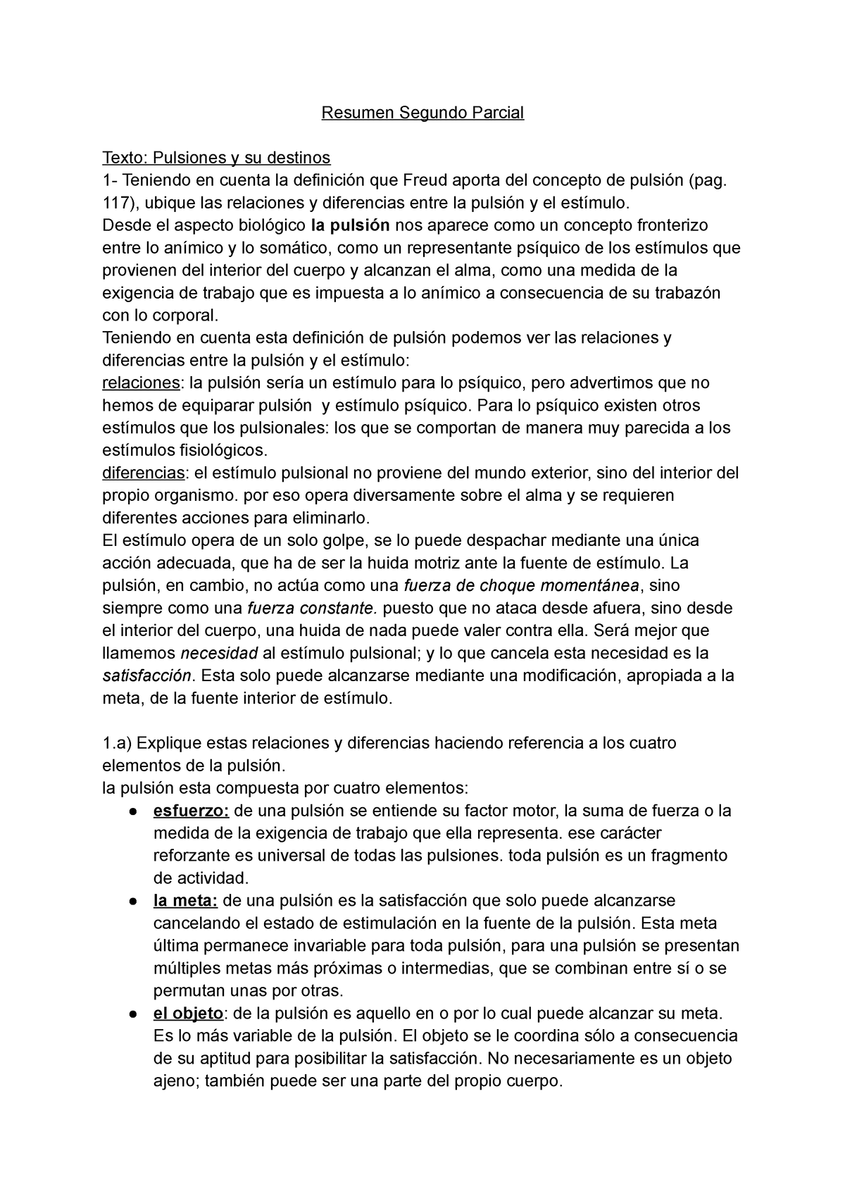 Resumen Segundo Parcial - Resumen Segundo Parcial Texto: Pulsiones Y Su ...