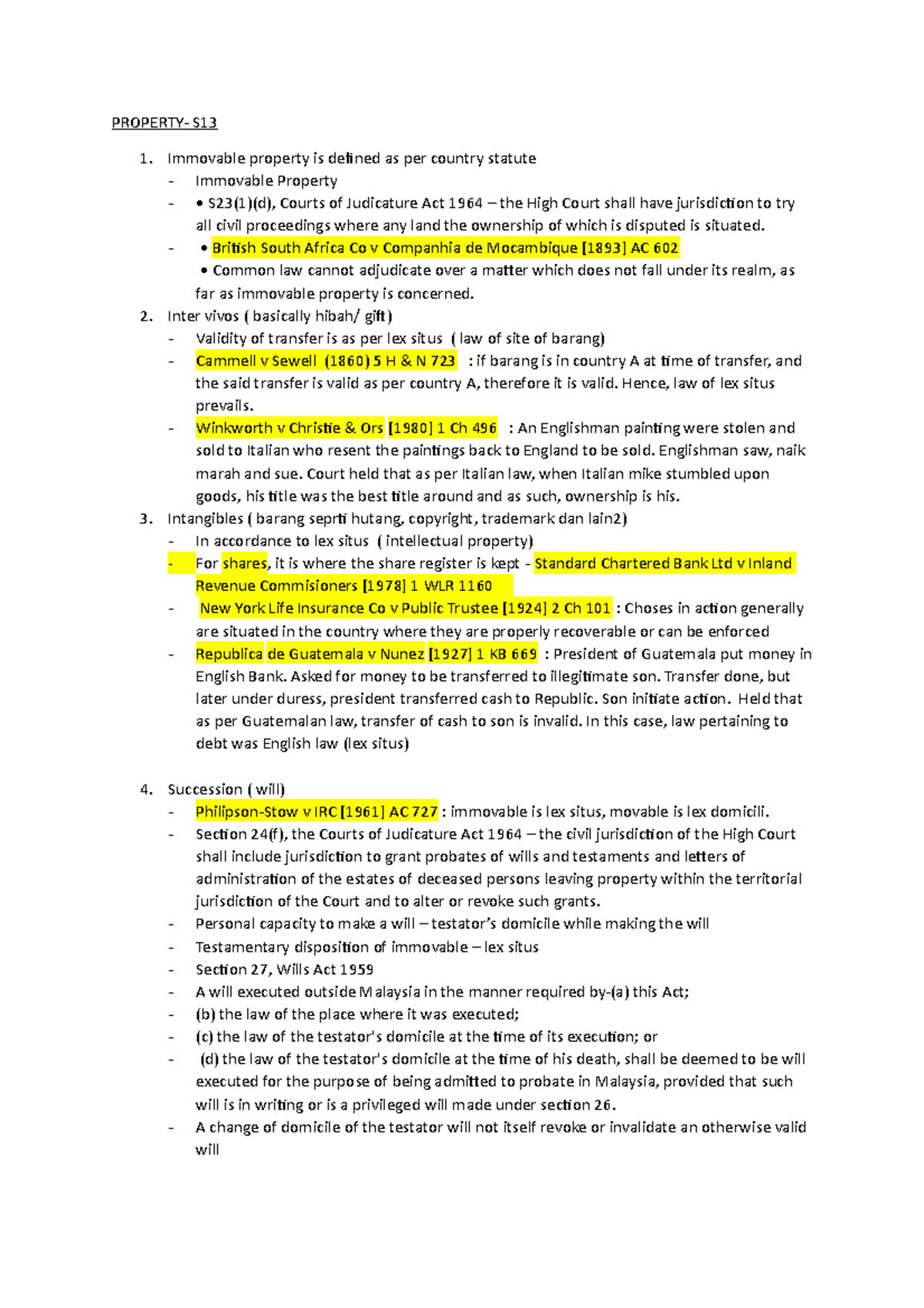 Chapter 13 Property conflict of law PROPERTY S Immovable property