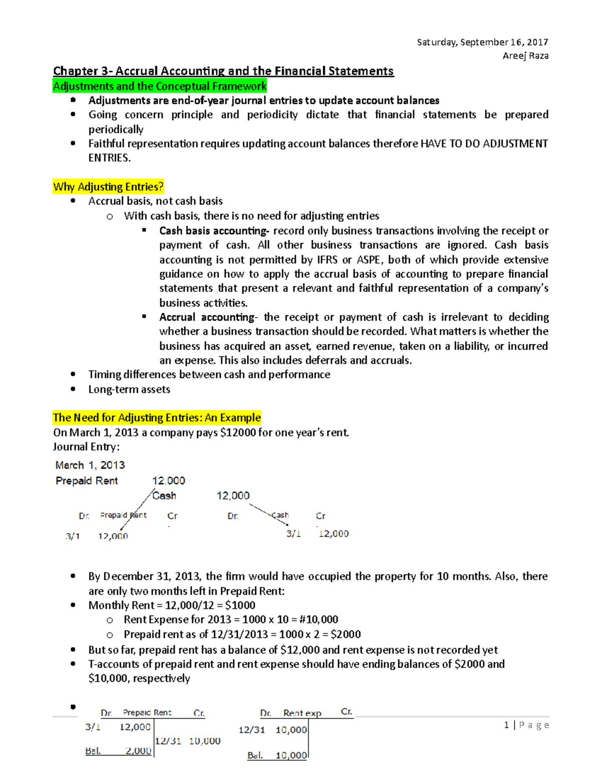 Chapter 3 - Lecture notes 3 - Areej Raza Chapter 3- Accrual Accounting ...