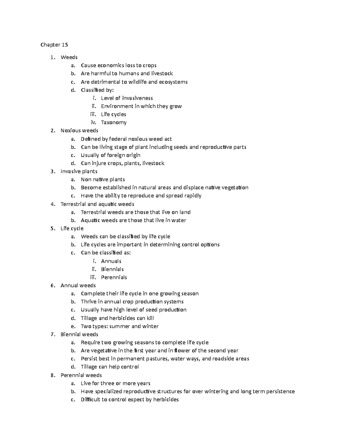 Chapter 15 Professor Turnipseed Chapter 15 Weeds a. Cause economics