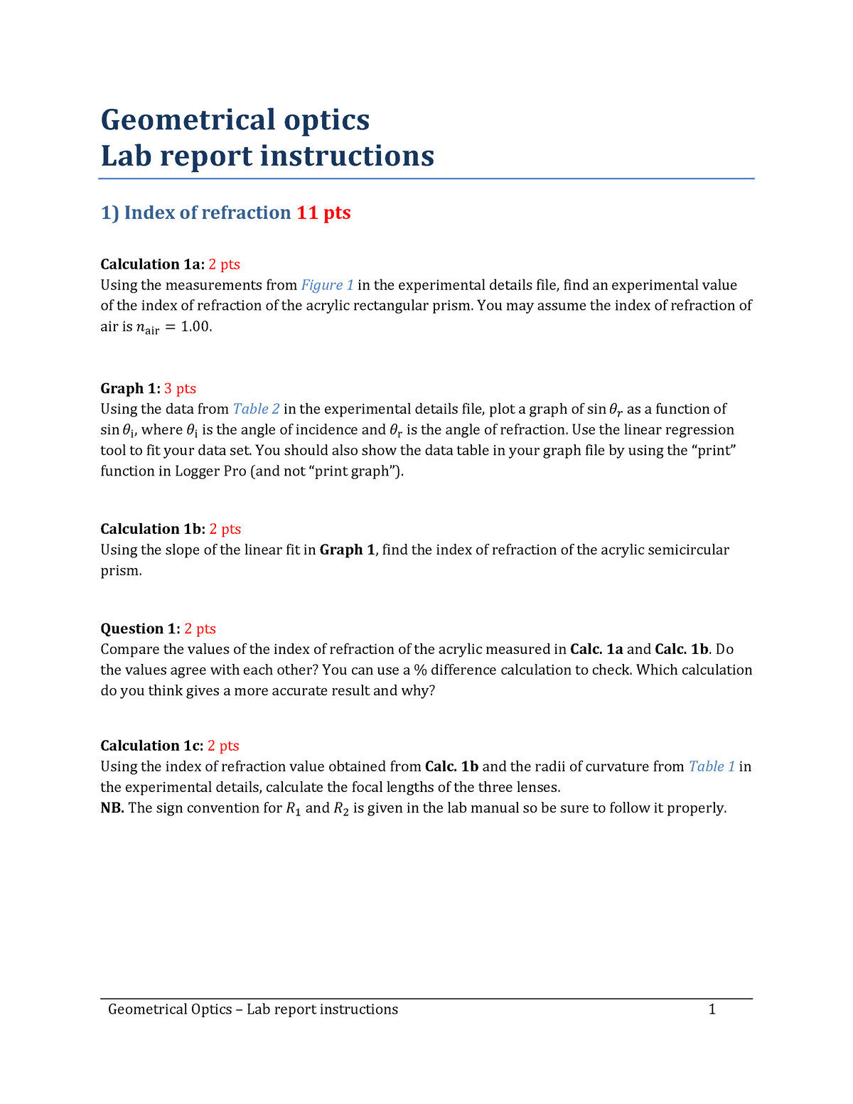 geometrical optics experiment lab report