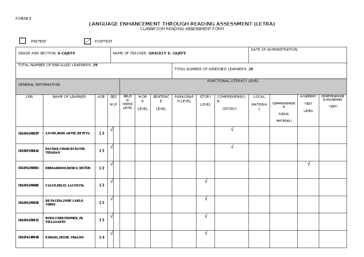Grade-8-FORM-2-Posttest - FORM 2 LANGUAGE ENHANCEMENT THROUGH READING ...