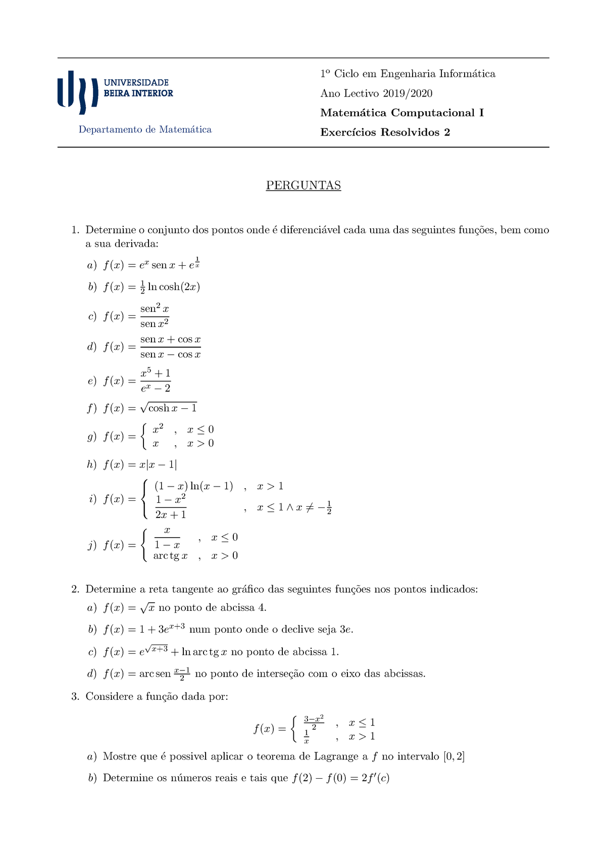 Exercicios Resolvidos 2 - Departamento De Matem ́atica 1 OCiclo Em ...