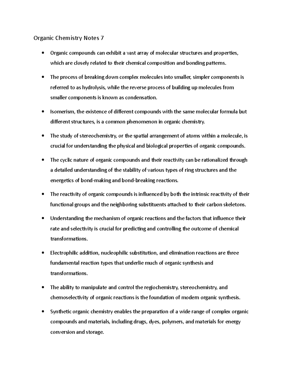Organic Chemistry Notes 7 The process of breaking down complex
