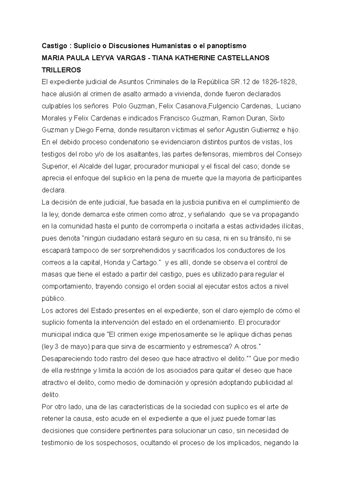 Teoria Politica- ACT Suplicio Panoptismo - Castigo : Suplicio o ...