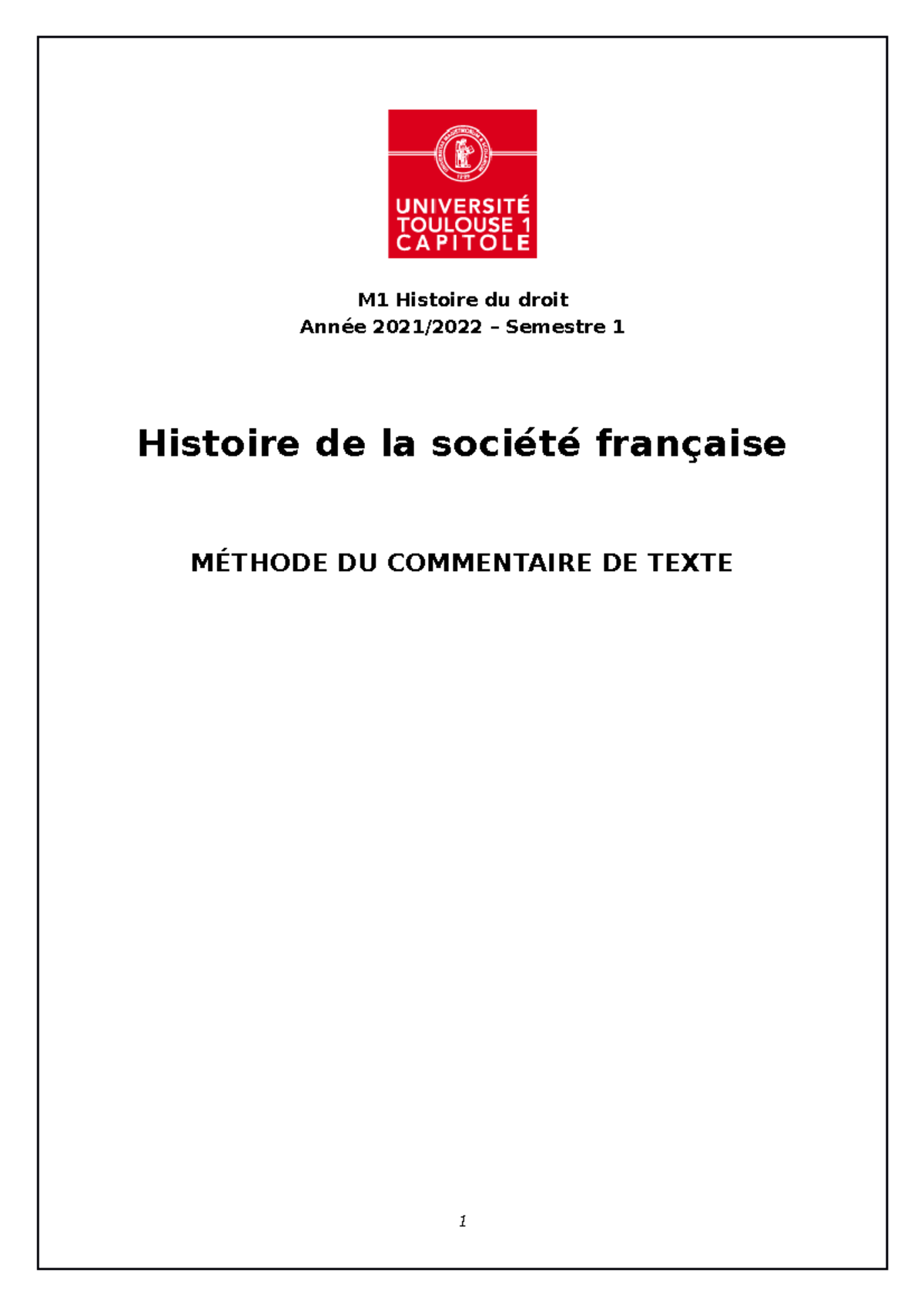 Méthode Du Commentaire De Texte - M1 Histoire Du Droit Année 2021/2022 ...